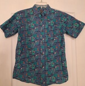 Ariat Mint Daxton Classic Short Sleeve All Over Cactus Print Boys Size L 14/16